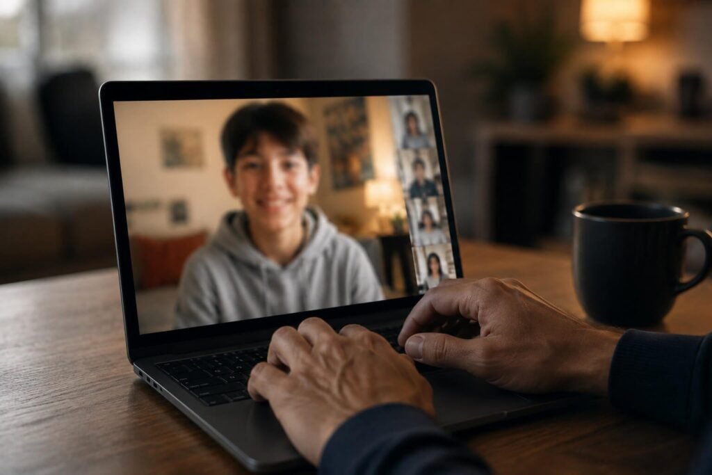 Foto das mãos de homem digitando no notebook ao fazer uma live de parabéns com o sobrinho. A foto ilustra o artigo Você trocou mais coisas do que imagina para chegar até aqui escrito pelo psicanalista Homero Mônaco.